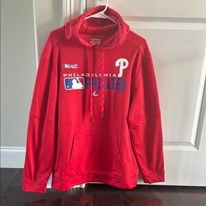 Men’s Large Majestic Brand Red Philadelphia Phillies Baseball Pullover Hoodie